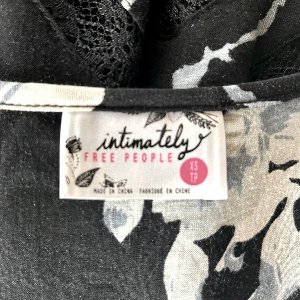 Intimately Free People Black Floral Lace‎ Voile Goth Trapeze Slip Dress Tunic XS - Picture 5 of 7